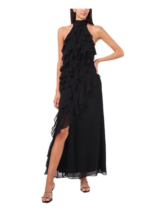Cece Dresses & Skirts - $119 CeCe Women's Black Chiffon Ruffled Self-Tie Halter Sleeveless Dress Size 8